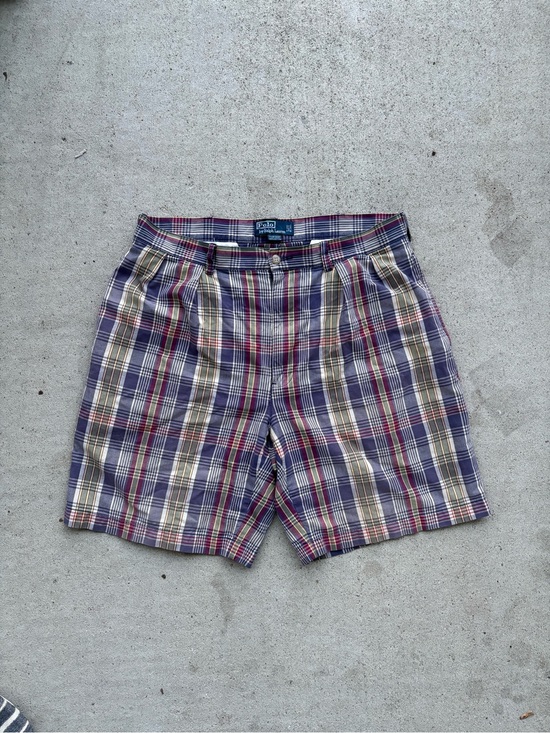Polo Ralph Lauren Other - Vintage Polo Ralph Lauren Tyler Short Pleated Plaid Shorts Navy Maroon 35 x 8.5